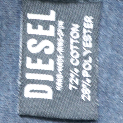Diesel Men's Blue Full Zip Hoodie Small Logo Cotton Blend