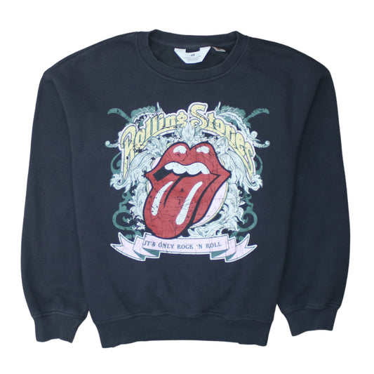 H&M Girls Black Rolling Stones Graphic Pullover Sweatshirt 10-12 Years
