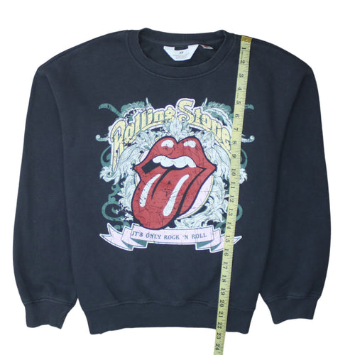 H&M Girls Black Rolling Stones Graphic Pullover Sweatshirt 10-12 Years