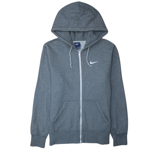 Nike Men's Grey Full Zip Hoodie M Logo Sportswear Cotton