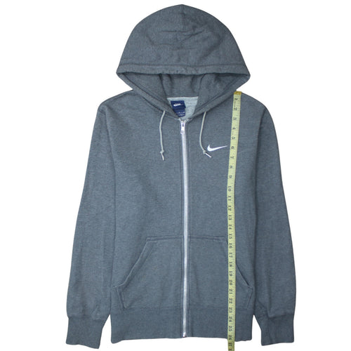 Nike Men's Grey Full Zip Hoodie M Logo Sportswear Cotton