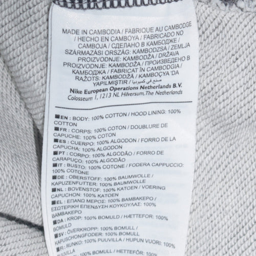 Nike Men's Grey Full Zip Hoodie M Logo Sportswear Cotton