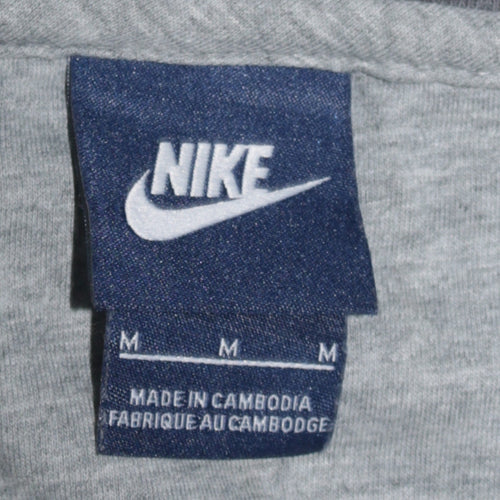 Nike Men's Grey Full Zip Hoodie M Logo Sportswear Cotton