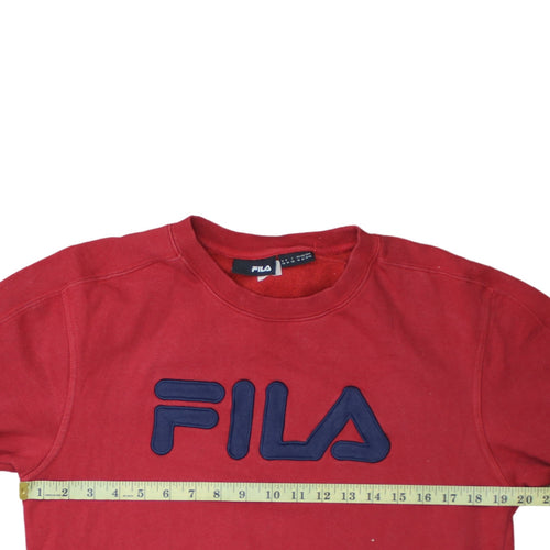 Fila Men's Red Crew Neck Logo Sweatshirt M Regular Fit