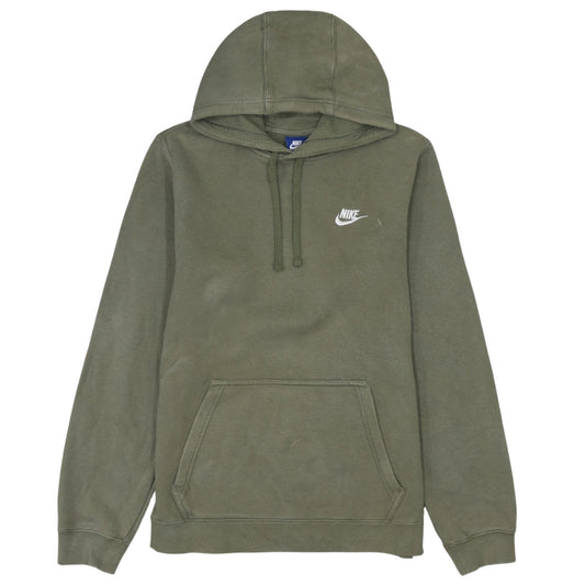 Front view of Nike Men's Green Pullover Hoodie Small Fleece Logo Sweatshirt