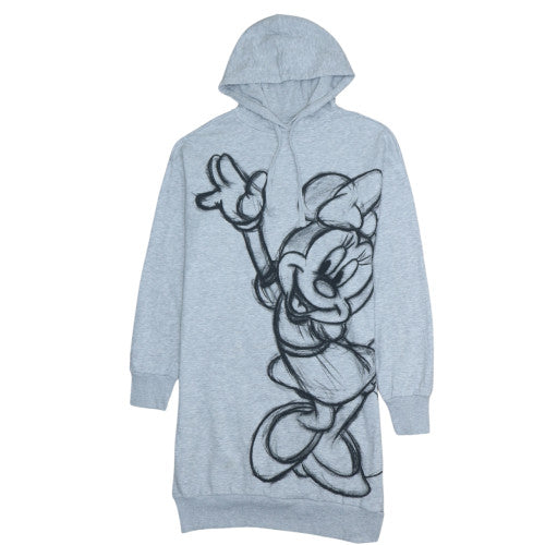 Disney Women Grey Hooded Minnie Mouse T-Shirt Dress S