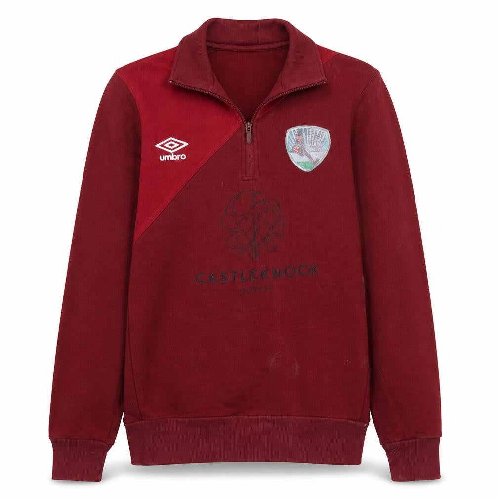 Front view of Umbro Men’s Red 1/4 Zip Sweatshirt Castleknock Hotel S
