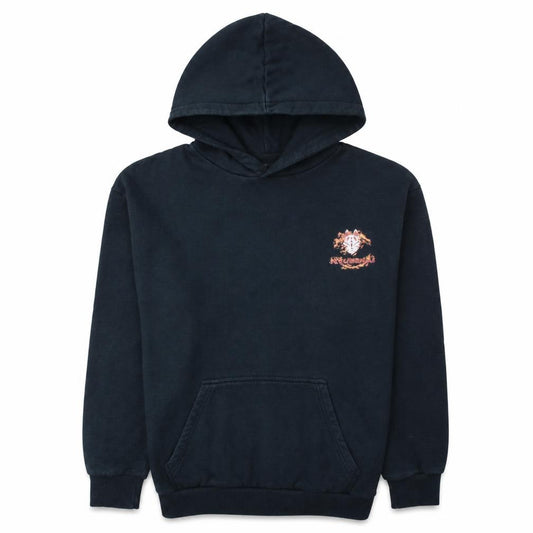 Front view of Nyusekai Men's Black Anime Graphic Pullover Hoodie, size S
