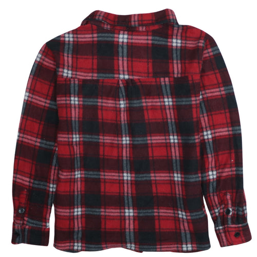 PURE BASIC Men's Red Check Fleece Button Jacket Size S
