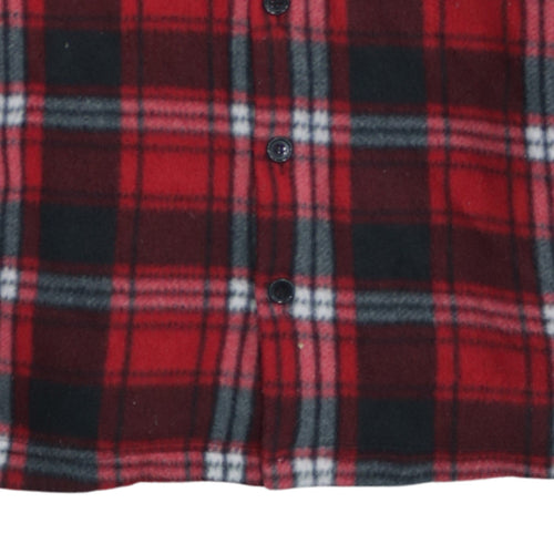 PURE BASIC Men's Red Check Fleece Button Jacket Size S