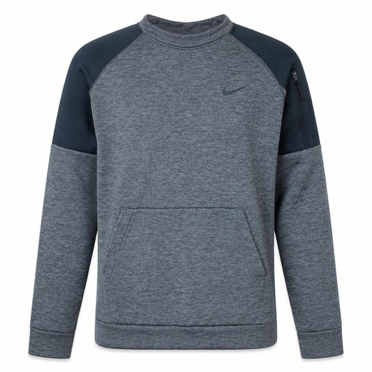 Front view of Nike Men's Grey Therma-Fit Pullover Sweatshirt, size S