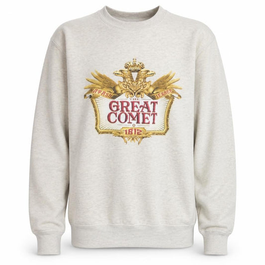 Front view of Lane Seven Men's Beige The Great Comet 1812 Graphic Pullover Sweatshirt M