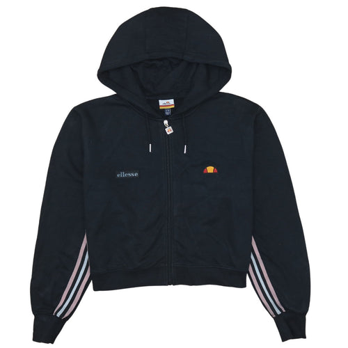 Ellesse Womens Black Full Zip Hoodie UK 14 Regular Fit Logo Sportswear