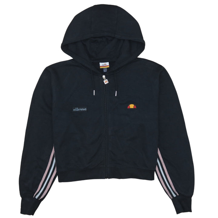 Ellesse Womens Black Full Zip Hoodie UK 14 Regular Fit Logo Sportswear
