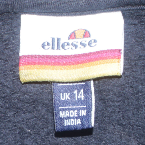 Ellesse Womens Black Full Zip Hoodie UK 14 Regular Fit Logo Sportswear