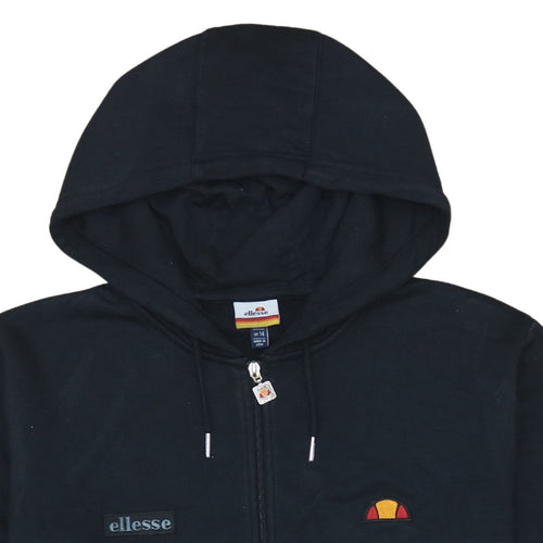 Ellesse Womens Black Full Zip Hoodie UK 14 Regular Fit Logo Sportswear