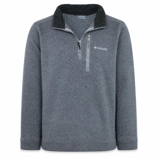 Front view of Columbia Men Grey 1/4 Zip Fleece Pullover Sweatshirt M Outdoor