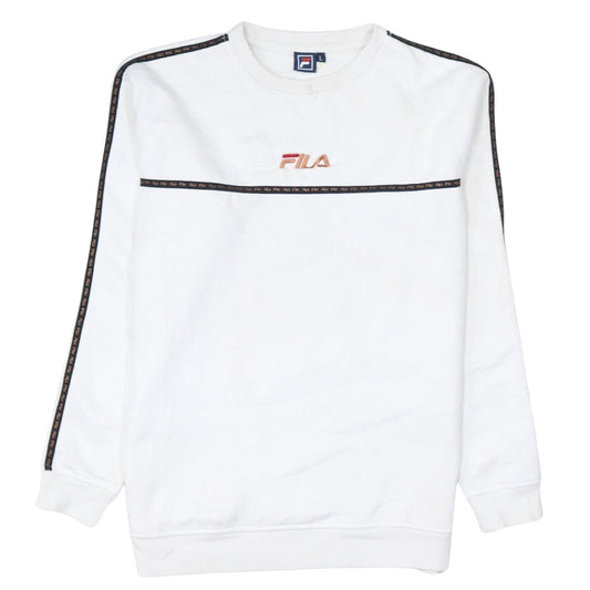 FILA Men's White Logo Pullover Sweatshirt Size L Crew Neck