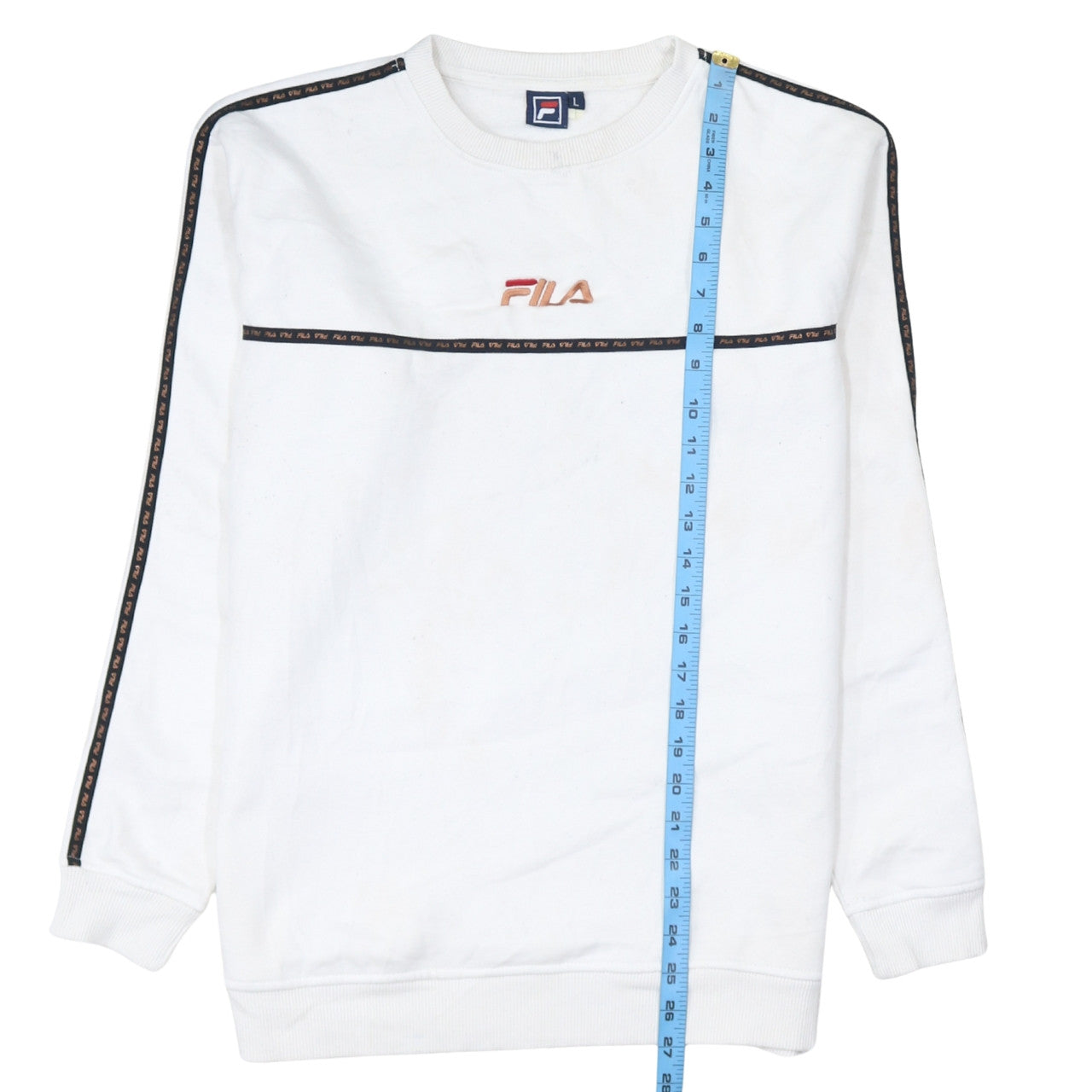 FILA Men's White Logo Pullover Sweatshirt Size L Crew Neck