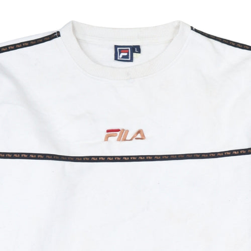 FILA Men's White Logo Pullover Sweatshirt Size L Crew Neck