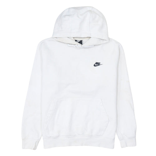 Nike Men's White Pullover Hoodie M Regular Fit Logo Fleece Sweatshirt
