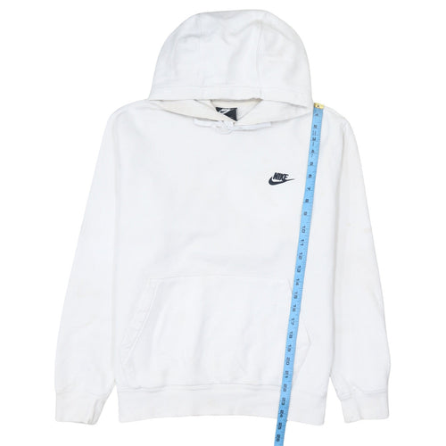 Nike Men's White Pullover Hoodie M Regular Fit Logo Fleece Sweatshirt