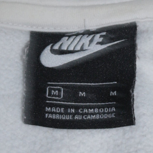 Nike Men's White Pullover Hoodie M Regular Fit Logo Fleece Sweatshirt