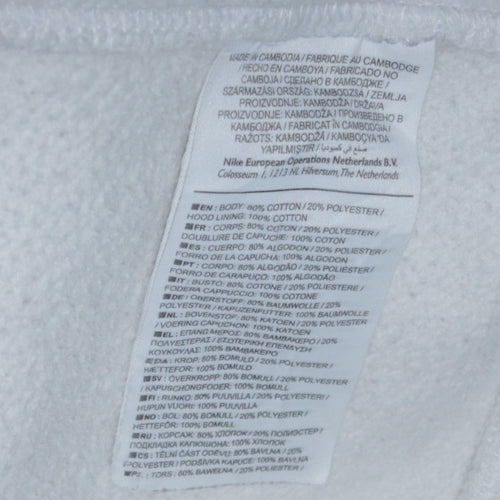 Nike Men's White Pullover Hoodie M Regular Fit Logo Fleece Sweatshirt