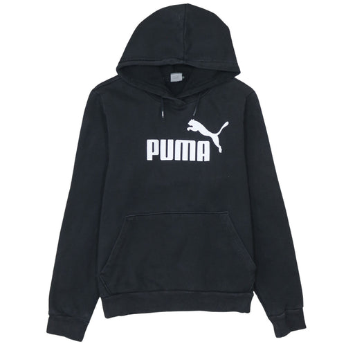 Puma Women's Black Pullover Hoodie Size 14 Cotton Logo Sportswear