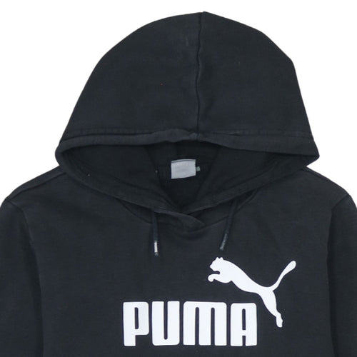 Puma Women's Black Pullover Hoodie Size 14 Cotton Logo Sportswear