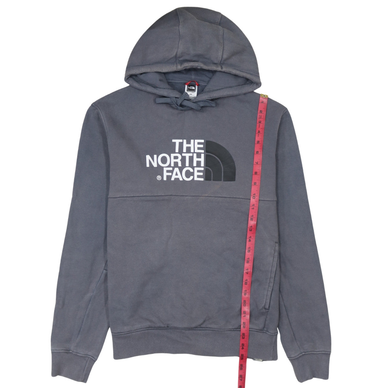 The North Face Mens Grey Pullover Hoodie M Logo Fleece Sweatshirt