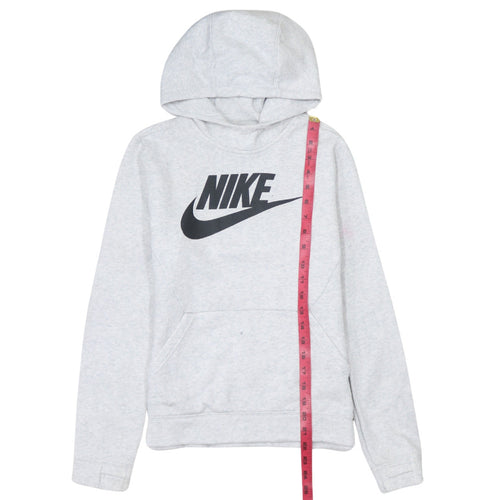 Nike Boys Grey Pullover Hoodie 12-13 Years Regular Fit Logo Print