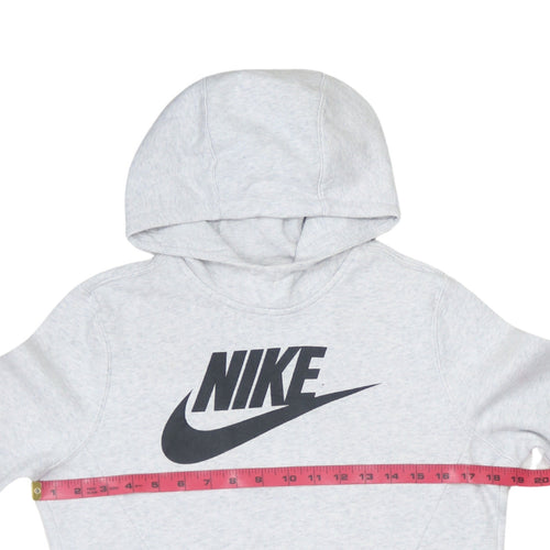 Nike Boys Grey Pullover Hoodie 12-13 Years Regular Fit Logo Print