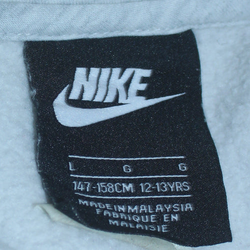 Nike Boys Grey Pullover Hoodie 12-13 Years Regular Fit Logo Print