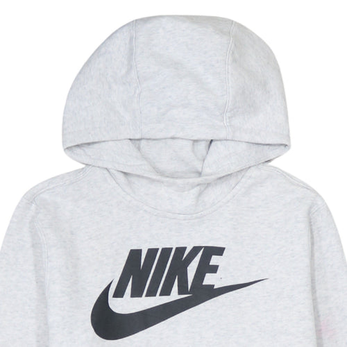 Nike Boys Grey Pullover Hoodie 12-13 Years Regular Fit Logo Print