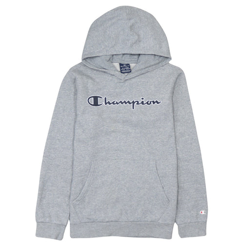 Champion Boys Grey Pullover Hoodie XL 13-14 Years Cotton Blend Logo Lined