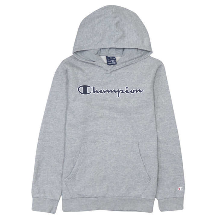 Champion Boys Grey Pullover Hoodie XL 13-14 Years Cotton Blend Logo Lined