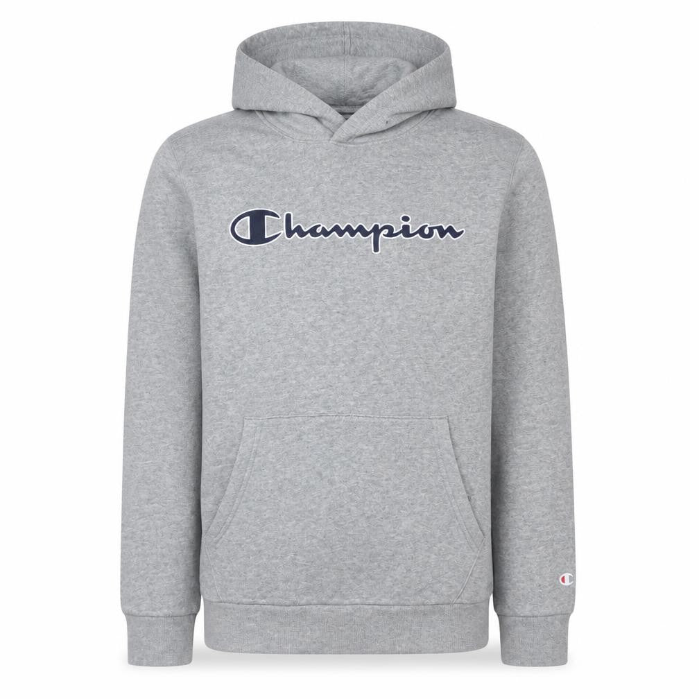 Champion Boys Grey Pullover Hoodie XL 13-14 Years Cotton Blend Logo Lined