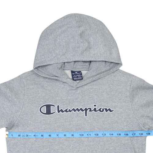 Champion Boys Grey Pullover Hoodie XL 13-14 Years Cotton Blend Logo Lined