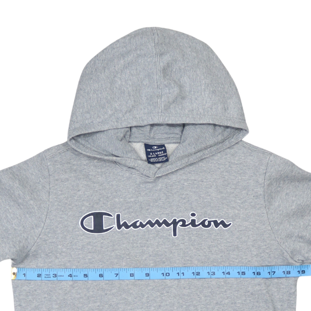 Champion Boys Grey Pullover Hoodie XL 13-14 Years Cotton Blend Logo Lined