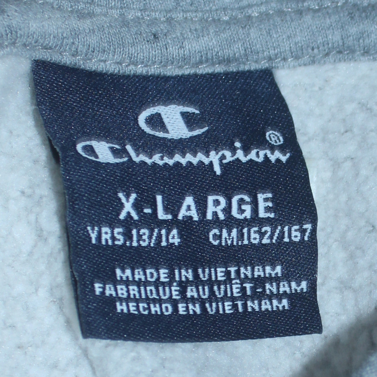 Champion Boys Grey Pullover Hoodie XL 13-14 Years Cotton Blend Logo Lined