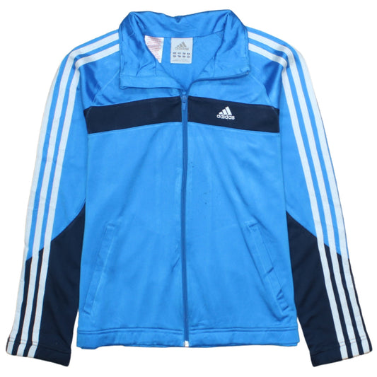 Adidas Boys Blue Full Zip Hoodie 14 Years Polyester Sports Jacket