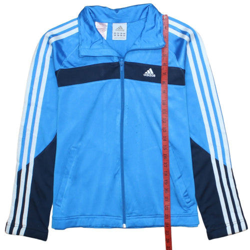 Adidas Boys Blue Full Zip Hoodie 14 Years Polyester Sports Jacket
