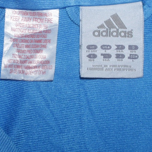 Adidas Boys Blue Full Zip Hoodie 14 Years Polyester Sports Jacket