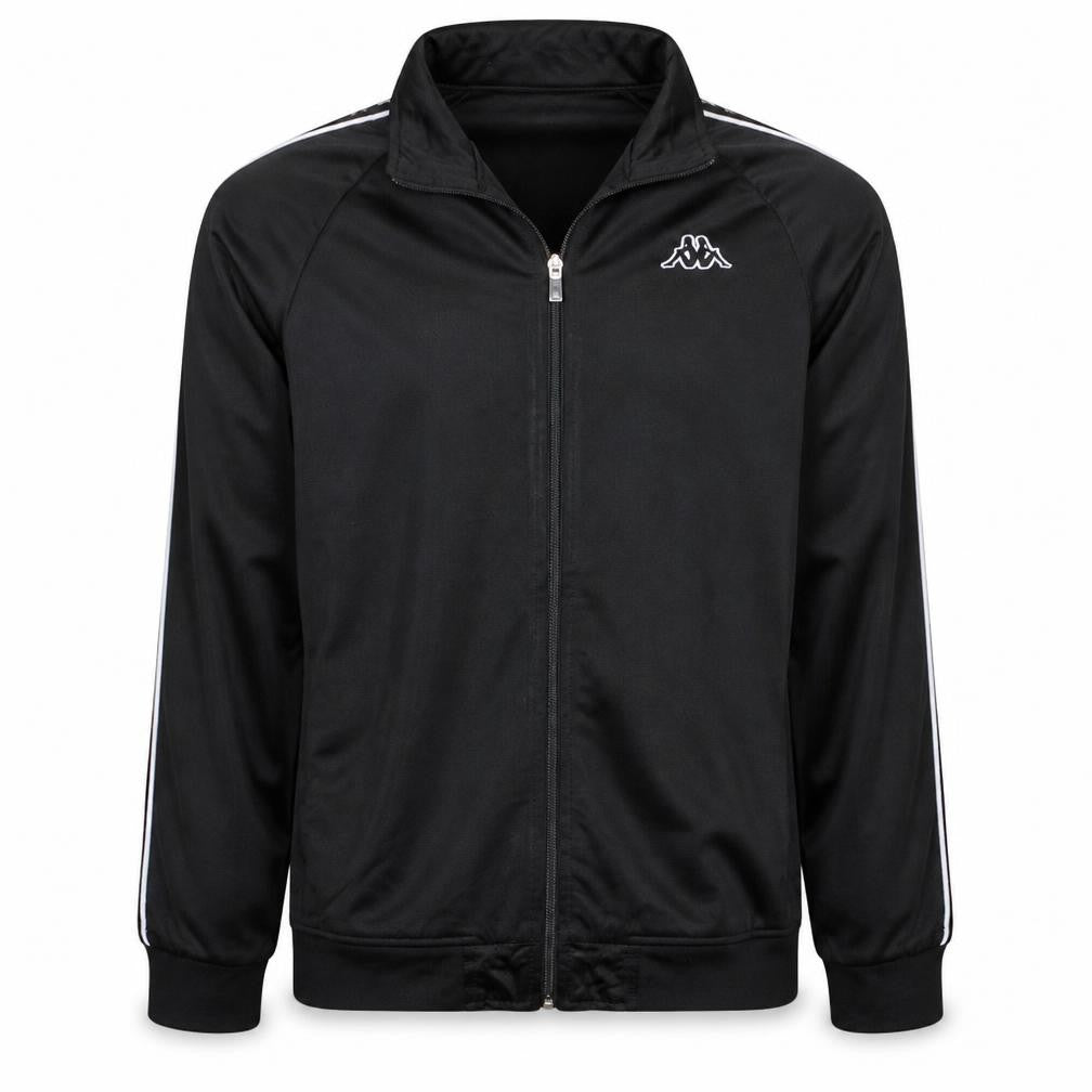 Front view of Kappa Men's Black Full Zip Track Sweatshirt, size M, Polyester Sportswear