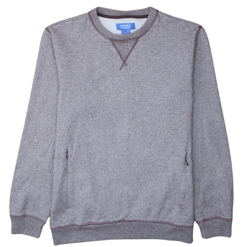 Adidas Men Grey Crew Neck Pullover Sweatshirt Size S Regular Fit