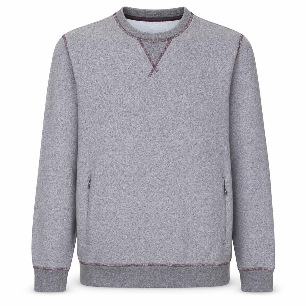 Front view of Adidas Men Grey Crew Neck Pullover Sweatshirt, size S, Regular Fit