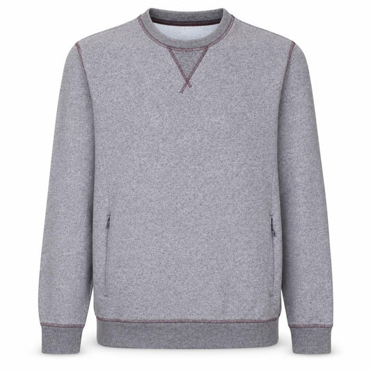 Front view of Adidas Men Grey Crew Neck Pullover Sweatshirt, size S, Regular Fit