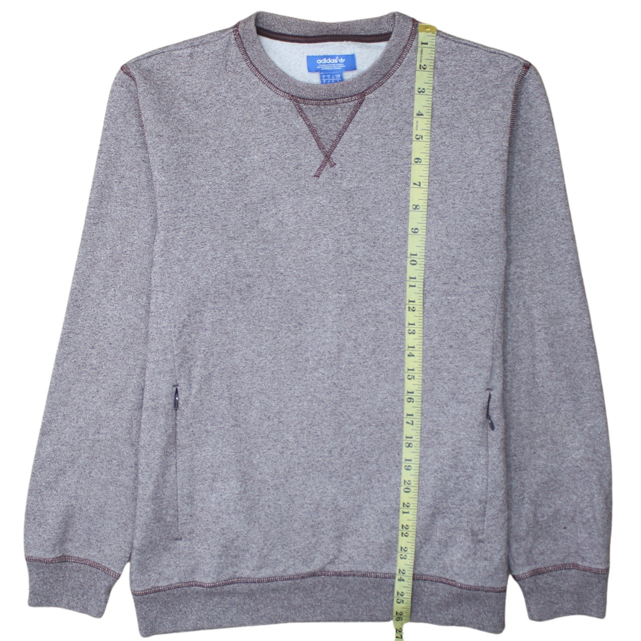 Adidas Men Grey Crew Neck Pullover Sweatshirt Size S Regular Fit