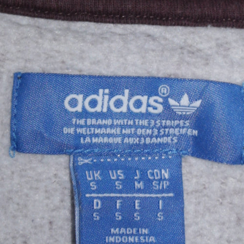 Adidas Men Grey Crew Neck Pullover Sweatshirt Size S Regular Fit
